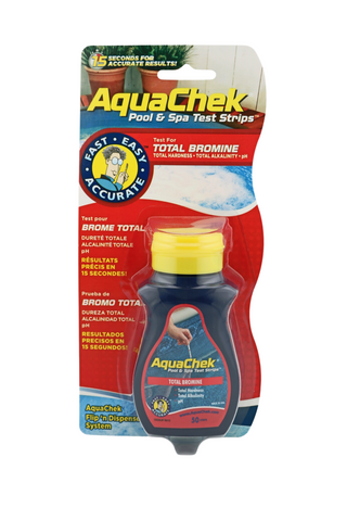 AquaChek 4-In-1 Red Bromine Test Strip 50 Strips per Bottle Front