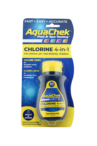 AQUACHEK 4-In-1 Yellow Chlorine Test Strip Front