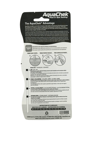 AQUACHEK 4-In-1 Yellow Chlorine Test Strip Back