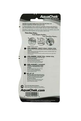 AquaChek 4-In-1 Red Bromine Test Strip 50 Strips per Bottle Back